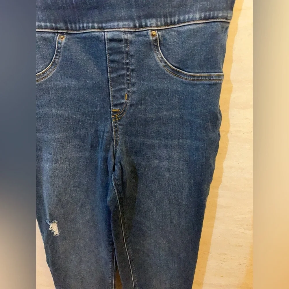 SPANX Distressed Ankle Skinny Jeans High-Rise Tummy Shaping